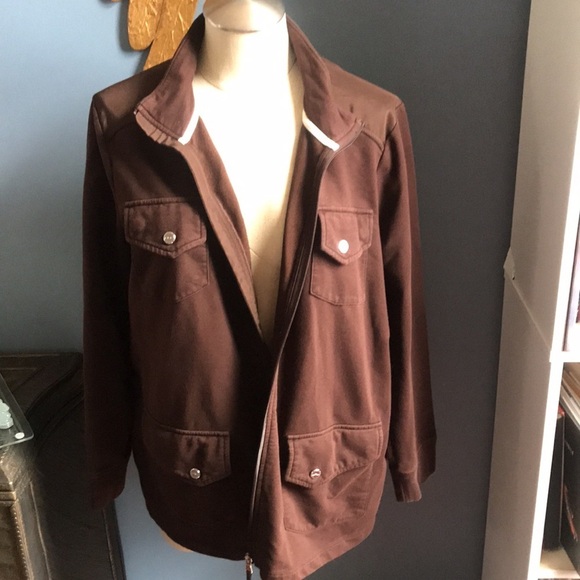 L-RL Ralph Lauren Active, dark brown zip up cotton lightweight jacket size XL - Picture 8 of 13